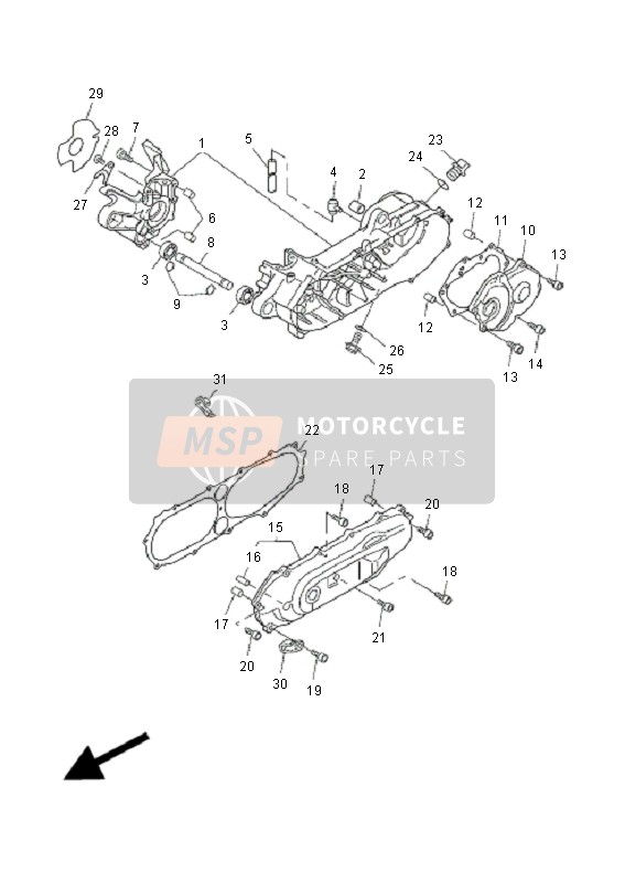 Yamaha CW50L 2011 Caja Del Cigüeñal para un 2011 Yamaha CW50L